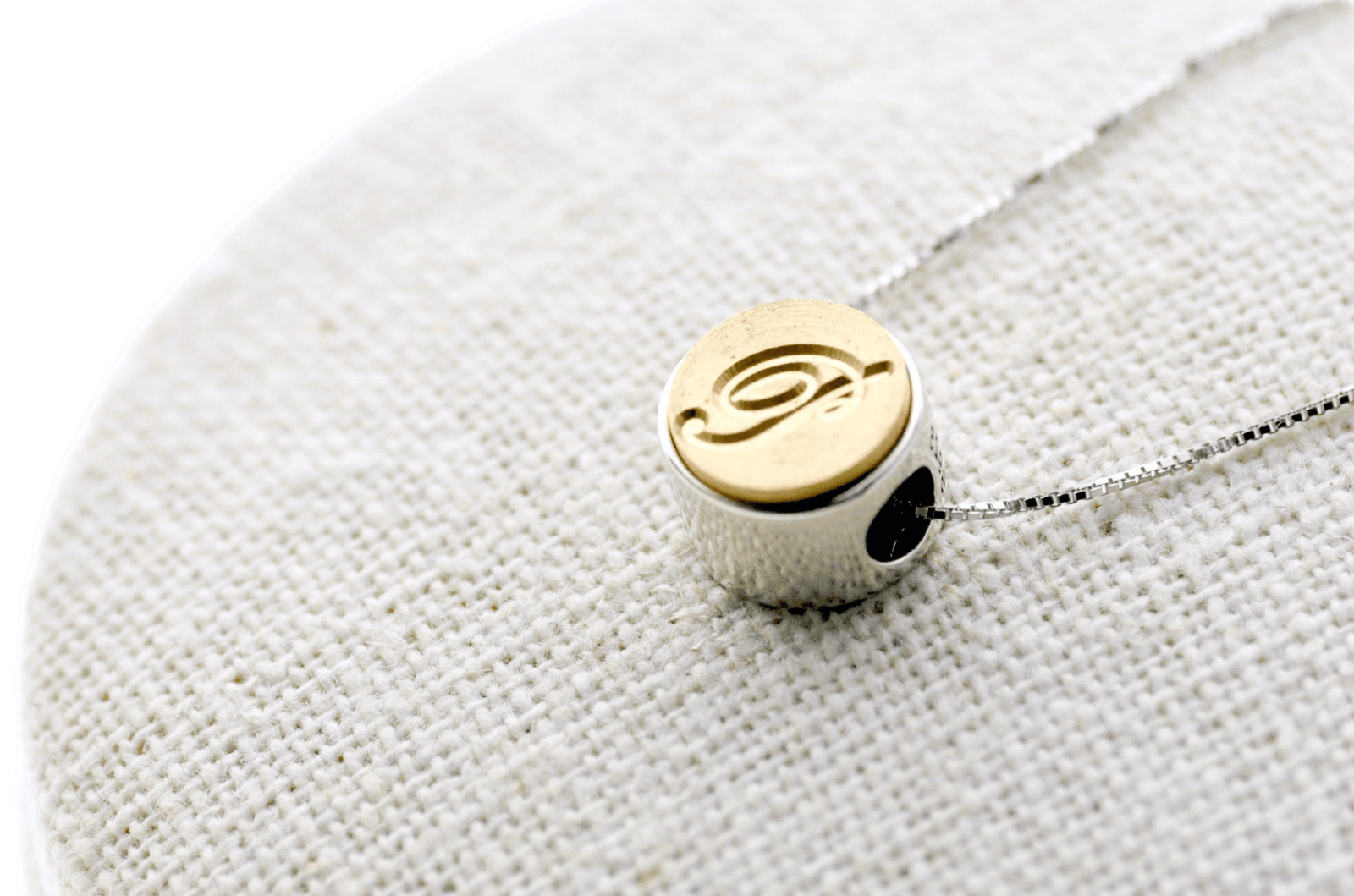Script Initial 2-Side Floating Signet Necklace - Backtozero B20 - 1 initial, 10mm, 10mm necklace, 1initial, 2sidenecklace, bead, brass, charm, floating, minimal, minimalnecklace, necklace, One Initial, Personalized, signet, signet necklace, silver