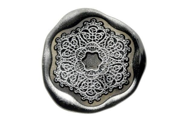 Lace Doily Die Cut Wax Seal Stamp | C - Backtozero B20 - Black, die cut, diecut, Doilies, Doily, lace, newarrivals, Signature, signaturehandle, Silver, silver dust, silver powder