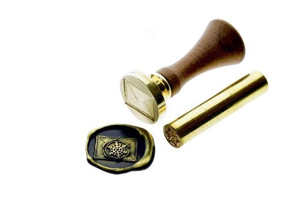 Rectangular Envelope with Mini Snowflake Wax Seal Stamp Set - Backtozero B20 - black, envelope, gold dust, gold powder, mail, mini, Signature, signaturehandle, snowflake