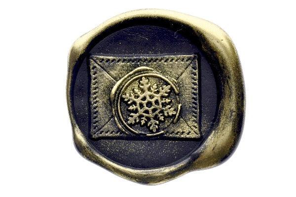 Rectangular Envelope with Mini Snowflake Wax Seal Stamp Set - Backtozero B20 - black, envelope, gold dust, gold powder, mail, mini, Signature, signaturehandle, snowflake