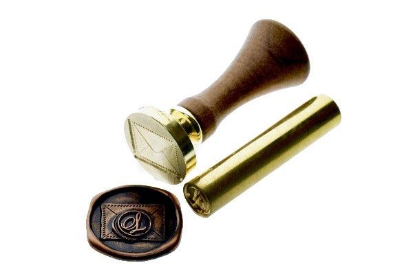 Rectangular Envelope with Your Initial Wax Seal Stamp Set - Backtozero B20 - 1 initial, 1.2cm, 1initial, black, copper dust, copper powder, envelope, Initial, letter, mail, mini, One Initial, Personalized, Signature, signaturehandle