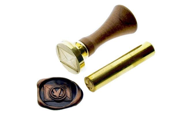 Rectangular Envelope with Mini Owl Wax Seal Stamp Set - Backtozero B20 - bird, black, copper dust, copper powder, envelope, mail, mini, owl, Signature, signaturehandle