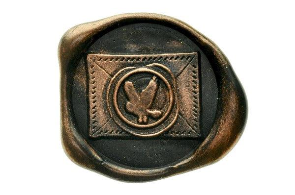 Rectangular Envelope with Mini Owl Wax Seal Stamp Set - Backtozero B20 - bird, black, copper dust, copper powder, envelope, mail, mini, owl, Signature, signaturehandle