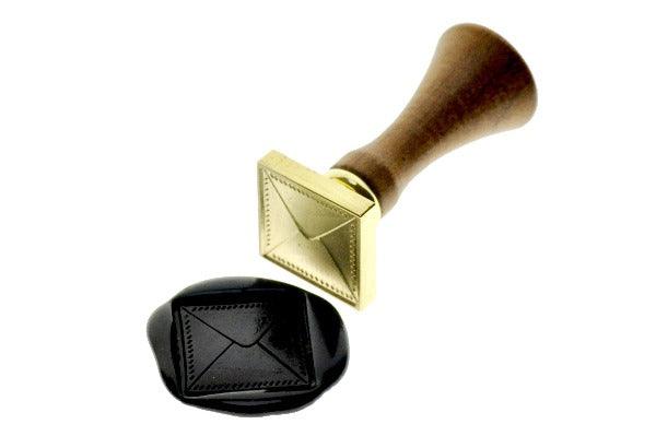 Square Envelope Wax Seal Stamp - Backtozero B20 - black, envelope, letter, mail, Signature, signaturehandle, square