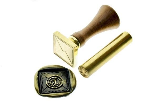 Square Envelope with Your Initial Wax Seal Stamp Set - Backtozero B20 - 1 initial, 1.2cm, 1initial, black, envelope, gold dust, gold metallic, gold metallic powder, gold powder, Initial, letter, mail, mini, One Initial, Personalized, Signature, signaturehandle, square