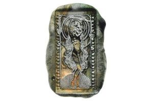 Tarot Style Zodiac Libra Wax Seal Stamp - Backtozero B20 - black, forest green, light gold, marble, marble wax, metallic green, rectangle, Signature, signaturehandle, Silver, starburst, tarot, zodiac