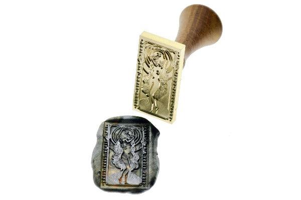 Tarot Style Zodiac Libra Wax Seal Stamp - Backtozero B20 - black, forest green, light gold, marble, marble wax, metallic green, rectangle, Signature, signaturehandle, Silver, starburst, tarot, zodiac