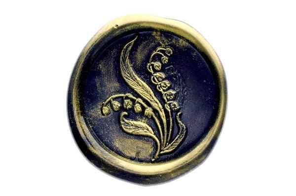 Lily of the Valley Wax Seal Stamp - Backtozero B20 - black, botanic, Botanical, floral, flower, gold metallic powder, lily, metallic powder, Nature, newarrivals, Signature, signaturehandle, spring, valley