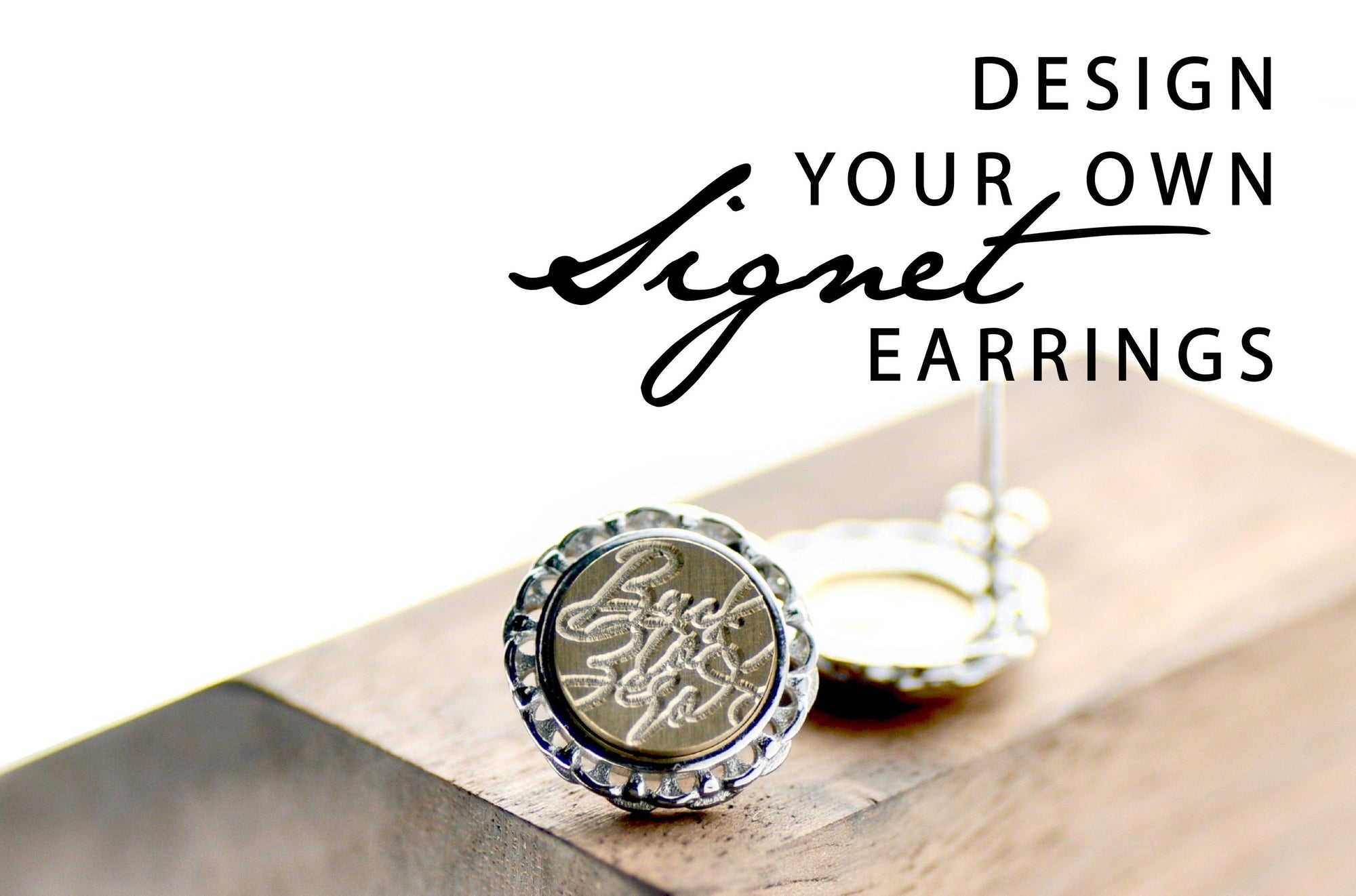 Design your own Lace Signet Earrings - Backtozero B20 - accessory, bespoke, Custom, custom earrings, customsignet, Design Your Own, earrings, her, jewelry, lace, lace earrings, laceearrings, signet