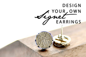 Design your own Scalloped Signet Earrings - Backtozero B20 - accessory, bespoke, Custom, custom earrings, customsignet, Design Your Own, earrings, her, jewelry, Scalloped, scalloped earrings, scallopedearrings, signet