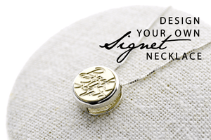 Design your own Floating Signet Necklace - Backtozero B20 - 12mm, accessory, bespoke, Custom, customsignet, Design Your Own, floating, her, jewelry, minimal, necklace, signet, signet necklace, simple