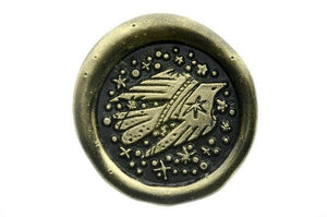 Magic Bird Wax Seal Stamp - Backtozero B20 - bird, black, gold, gold dust, gold powder, Signature, signaturehandle, star