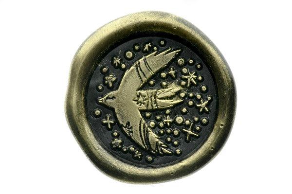 Magic Swallow Wax Seal Stamp - Backtozero B20 - bird, black, gold, gold dust, gold powder, Signature, signaturehandle, star, swallow