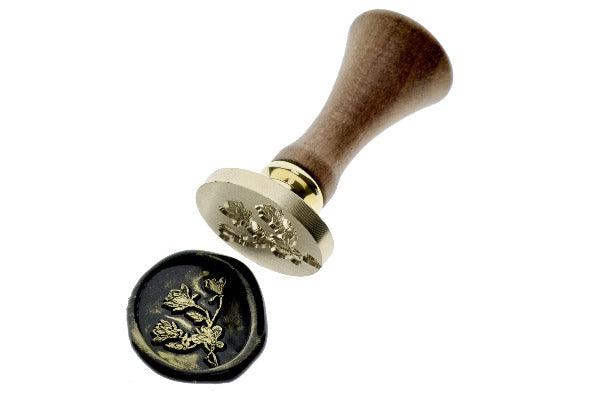 Magnolia Wax Seal Stamp - Backtozero B20 - black, botanic, Botanical, floral, Flower, flowers, gold, gold dust, gold powder, Leaf, Leafs, Leaves, Magnolia, Nature, newarrivals, oval, Signature, signaturehandle, spring