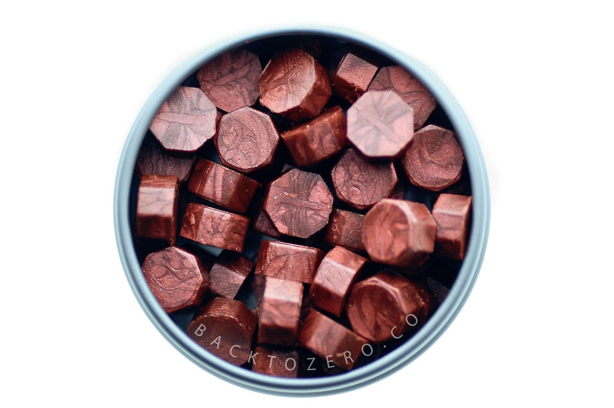 Maroon Octagon Sealing Wax Beads - Backtozero B20 - metallic, metallic red, octagon bead, red, sealing wax, tin, Wax Beads