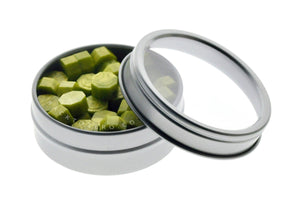 Matcha Octagon Sealing Wax Beads - Backtozero B20 - green, matcha, octagon bead, sealing wax, tin, Wax Beads