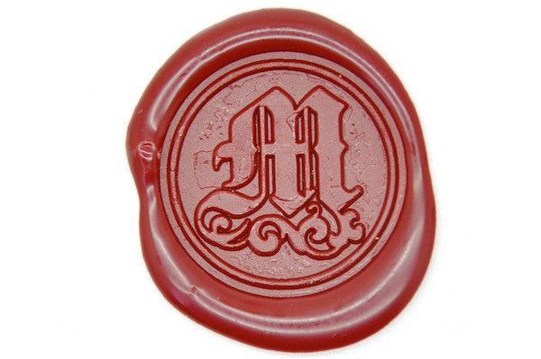 Gothic Initial Wax Seal Stamp - Backtozero B20 - 1 initial, 1initial, Deep Red, genericlonghandle, gothic, Letter, Monogram, One Initial, Personalized