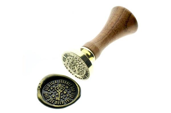 Life is a Journey and Only You Hold the Key Wax Seal Stamp - Backtozero B20 - black, gold, gold dust, gold powder, message, puzzle, Signature, signaturehandle, star, stars, words