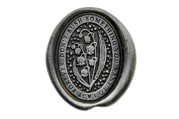 Starry Message Lily of the Valley Wax Seal Stamp | Pace - Backtozero B20 - black, botanic, Botanical, dot, dots, floral, Flower, flowers, lily, lily of the valley, message, newarrivals, oval, Signature, signaturehandle, Silver, silver dust, silver powder, star, starry, Stars