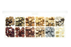 Octagon Sealing Wax Beads Palette | Shades of Metallic - Backtozero B20 - copper, gold, metallic, octagon bead, palette, sealing wax, silver, Wax Beads