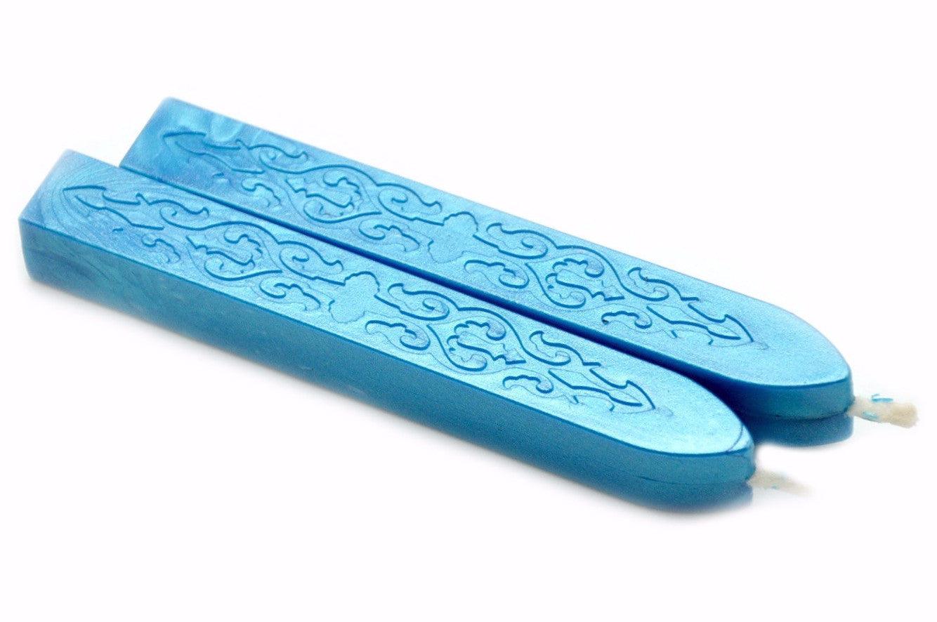 Sky Blue Filigree Wick Sealing Wax Stick - Backtozero B20 - Filigree Wick, Metallic, sale, Sealing Wax, Sky Blue, Wick Stick, Wick Wax, wwax