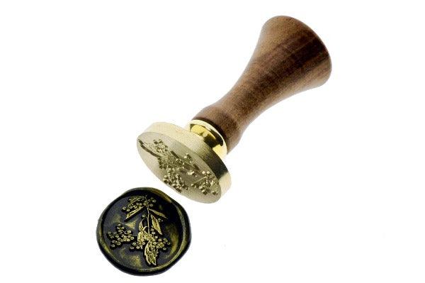 Mimosa Wax Seal Stamp - Backtozero B20 - black, botanic, Botanical, floral, Flower, flowers, gold, gold dust, gold powder, Leaf, Leafs, Leaves, mimosa, Nature, newarrivals, oval, Signature, signaturehandle, spring