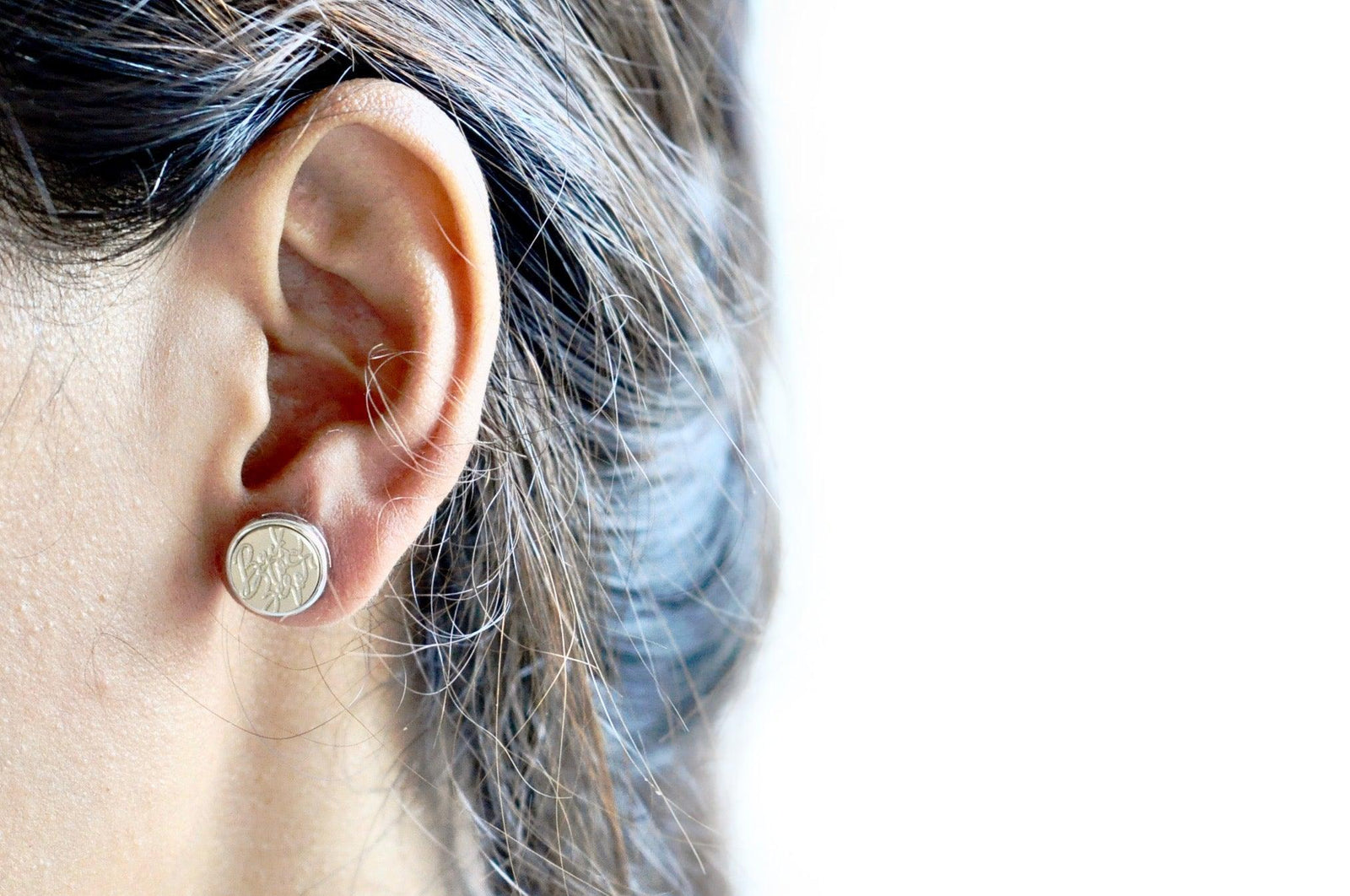 Anchor Minimal Signet Earrings - Backtozero B20 - anchor, brass, earrings, minimal, minimalearrings, nautical, signet, silver, stud, stud earrings