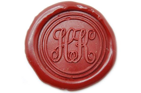 Double Initials Monogram Wax Seal Stamp - Backtozero B20 - 2 initials, 2initials, Deep Red, double, Double Initials, genericlonghandle, Initial, Letter, Letters, Monogram, Personalized, Two initials, Wedding
