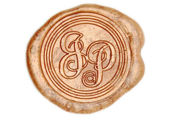 Double Initials Monogram Wax Seal Stamp - Backtozero B20 - 2 initials, 2initials, Copper Gold, double, Double Initials, genericlonghandle, Initial, Letter, Letters, Monogram, Personalized, Two initials, Wedding