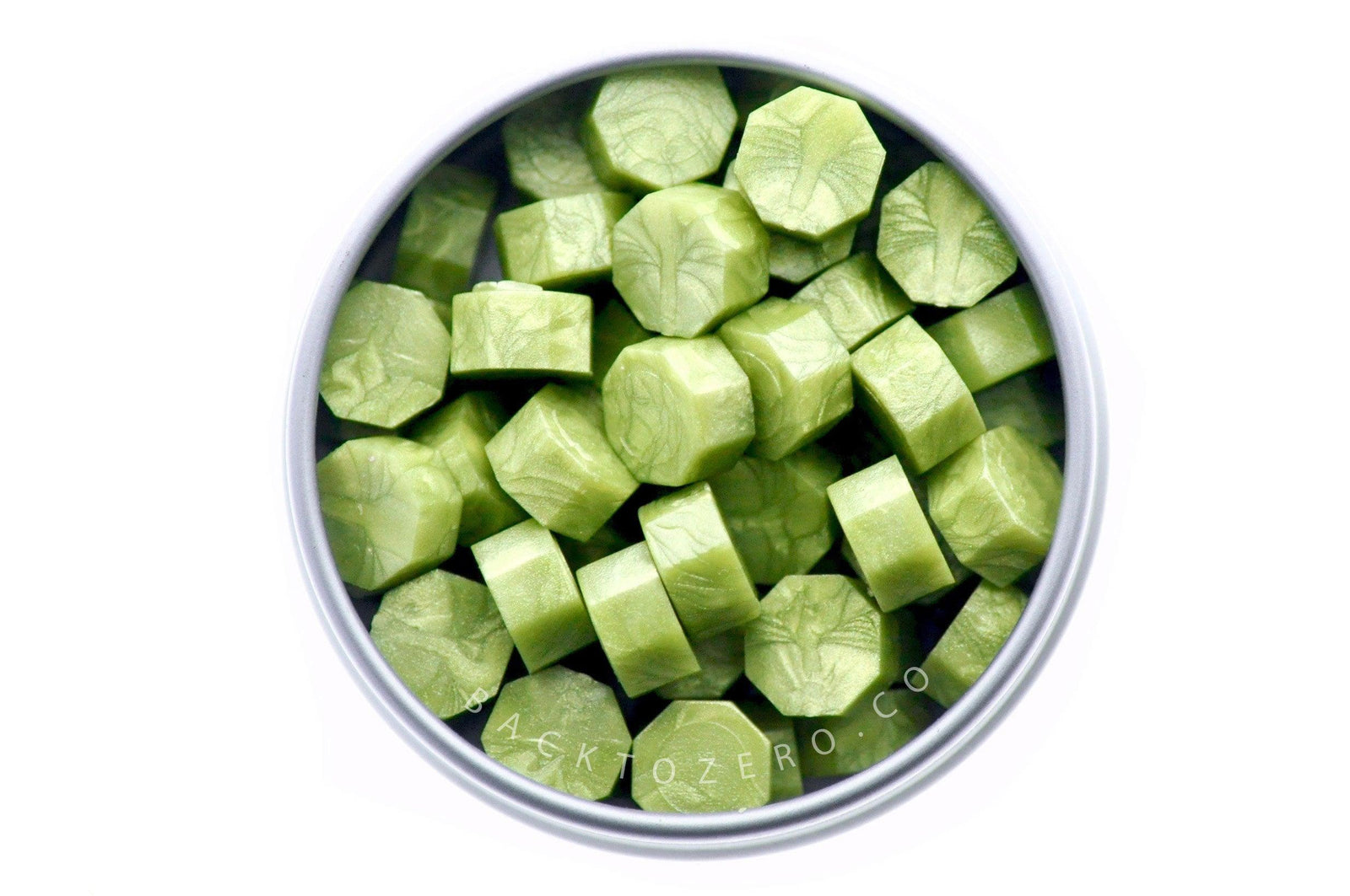 Moss Octagon Sealing Wax Beads - Backtozero B20 - green, green yellow, light green, octagon bead, pastel, sealing wax, tin, Wax Beads, yellow green