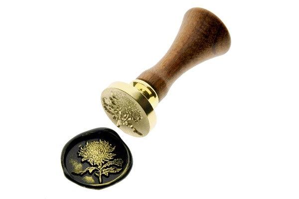 Chrysanthemums Wax Seal Stamp - Backtozero B20 - black, botanic, Botanical, floral, gold metallic powder, metallic powder, mum, Nature, newarrivals, Signature, spring