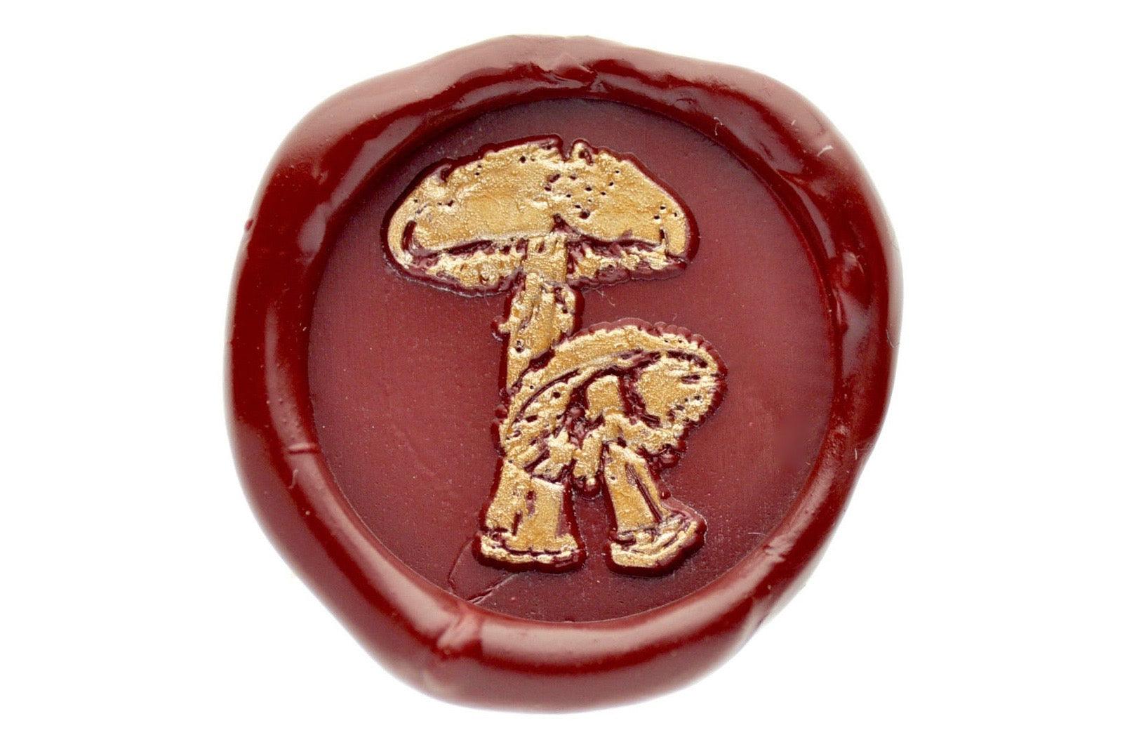 Mushroom Wax Seal Stamp - Backtozero B20 - deep red, fungus, genericlonghandle, mushroom