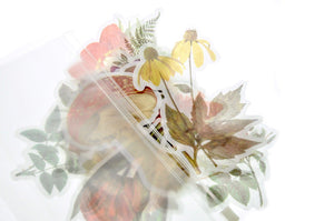 Translucent Stickers Set | Flower & Mushroom - Backtozero B20 - Botanical, floral, Flower, flowers, mushroom, paper, Plant, plants, sticker, translucent, washi