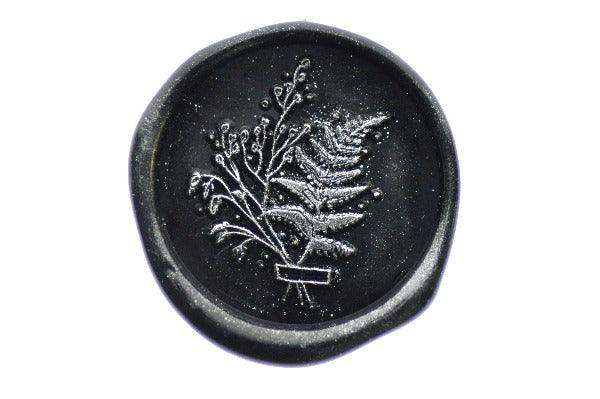 Dried Plants A Wax Seal Stamp Designed by Nikki Dotti - Backtozero B20 - Black, boquet, botanic, Botanical, collaboration, fern, Leaf, Leafs, Leaves, metallic powder, Nature, newarrivals, Plant, plants, Signature, signaturehandle, silver dust, silver powder