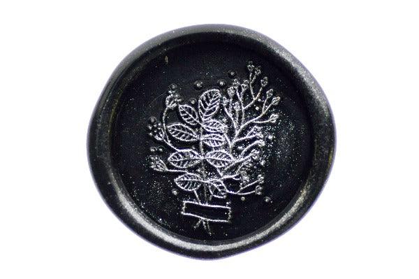 Dried Plants B Wax Seal Stamp Designed by Nikki Dotti - Backtozero B20 - Black, boquet, botanic, Botanical, collaboration, Leaf, Leafs, Leaves, metallic powder, Nature, newarrivals, Plant, plants, Signature, signaturehandle, silver dust, silver powder