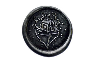 Floating House Wax Seal Stamp Designed by Nikki Dotti - Backtozero B20 - Black, collaboration, house, metallic powder, newarrivals, Signature, signaturehandle, silver dust, silver powder