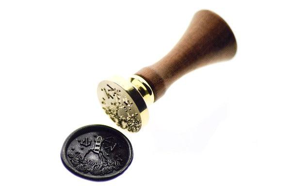 Lighthouse Wax Seal Stamp Designed by Nikki Dotti - Backtozero B20 - Black, collaboration, Constellation, metallic powder, newarrivals, Signature, signaturehandle, silver dust, silver powder, star, Stars, wave, waves