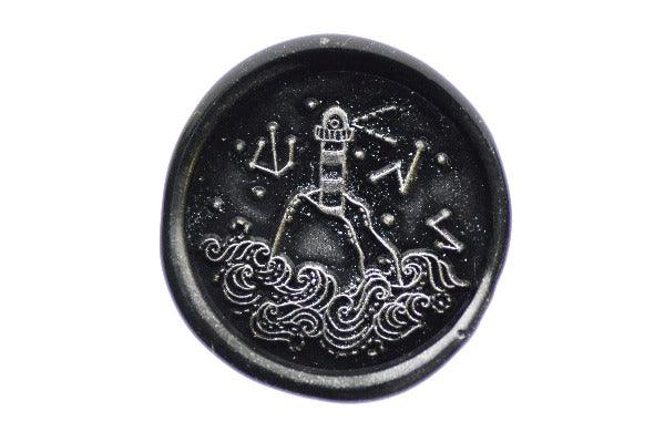 Lighthouse Wax Seal Stamp Designed by Nikki Dotti - Backtozero B20 - Black, collaboration, Constellation, metallic powder, newarrivals, Signature, signaturehandle, silver dust, silver powder, star, Stars, wave, waves
