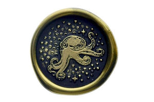 Stars & Dots Octopus Wax Seal Stamp - Backtozero B20 - Animal, Animal Lover, Black, dots, gold powder, marine, marine animal, newarrivals, ocean, octopus, sea, Signature, signaturehandle, stars