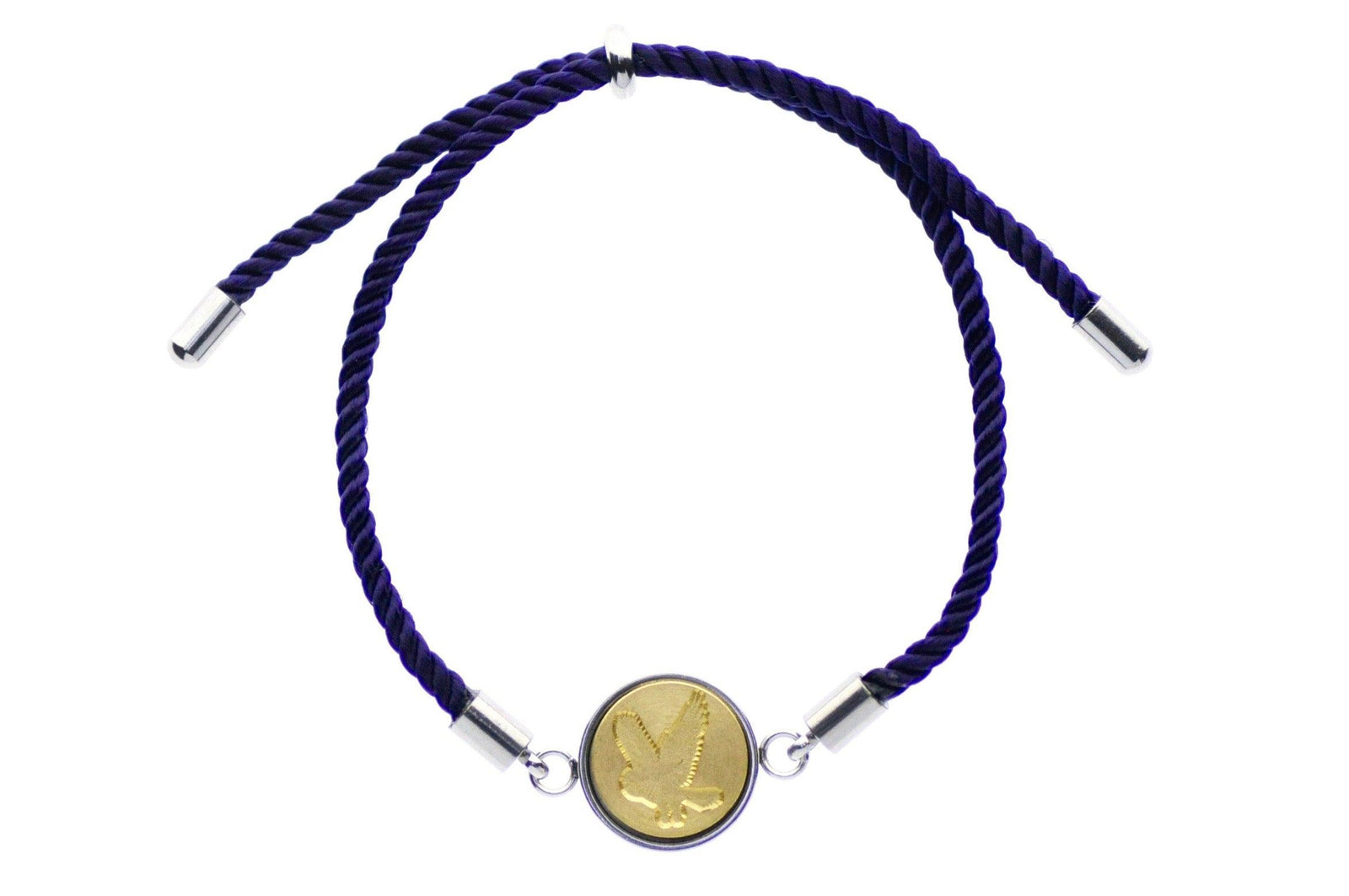 Owl Signet Bracelet - Backtozero B20 - 10mm, 12mm, adjustable, bird, bracelet, brass, cord, cord bracelet, eggplant, minimal, Nautical, owl, purple, signet, signet bracelet, stainless steel, twist cord