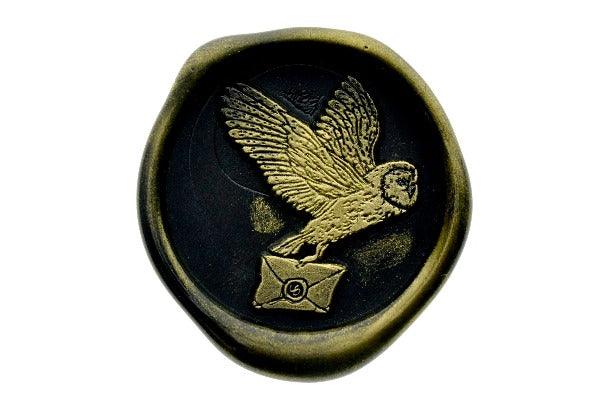 Owl Mail Delivery Wax Seal Stamp - Backtozero B20 - Bird, black, delivery, gold metallic powder, Letter, Letters, mail, metallic powder, owl, Signature, spring
