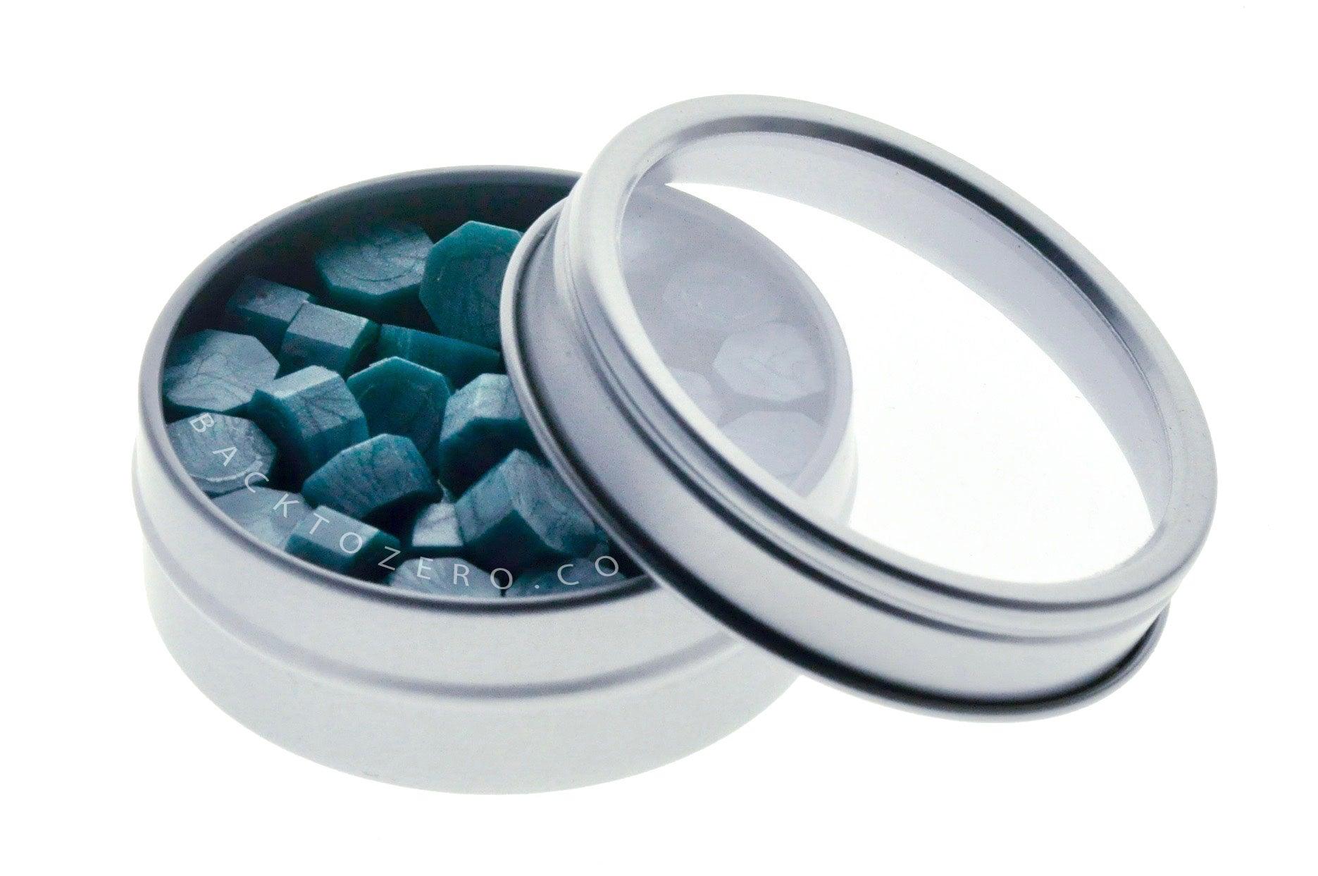 Pacific Octagon Sealing Wax Beads - Backtozero B20 - blue, octagon bead, sealing wax, tin, Wax Beads