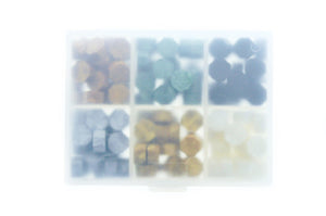 Octagon Sealing Wax Beads Palette | Iceland Green - Backtozero B20 - black, box, forest, gold, green, nature, octagon bead, palette, sealing wax, Wax Beads, white