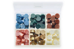 Octagon Sealing Wax Beads Palette | Retro - Backtozero B20 - blue, box, gold, green, octagon bead, palette, pearl white, red, retro, sealing wax, vintage, Wax Beads, White