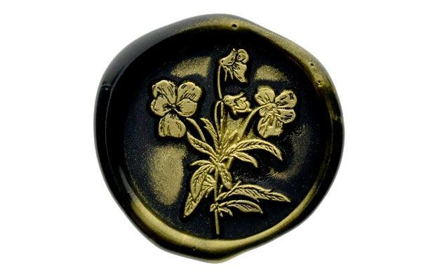 Pansy Wax Seal Stamp - Backtozero B20 - black, botanic, Botanical, floral, flower, gold metallic powder, metallic powder, Nature, newarrivals, pansy, Signature, signaturehandle, spring