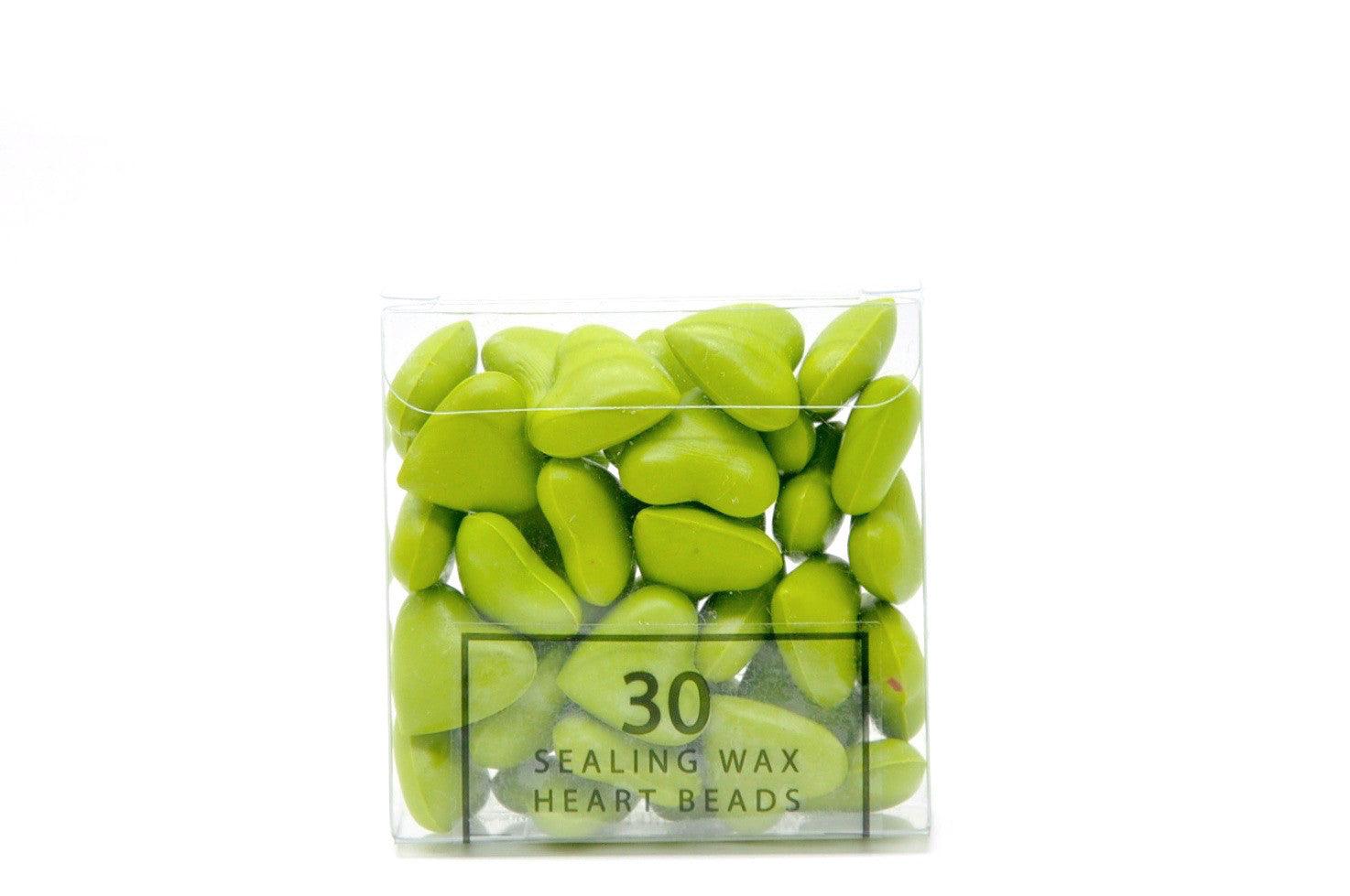 Pear Green Sealing Wax Heart Bead - Backtozero B20 - green, Heart Bead, Heart Wax, pastel, Pastel Green, sale, Sealing Wax, Wax Bead