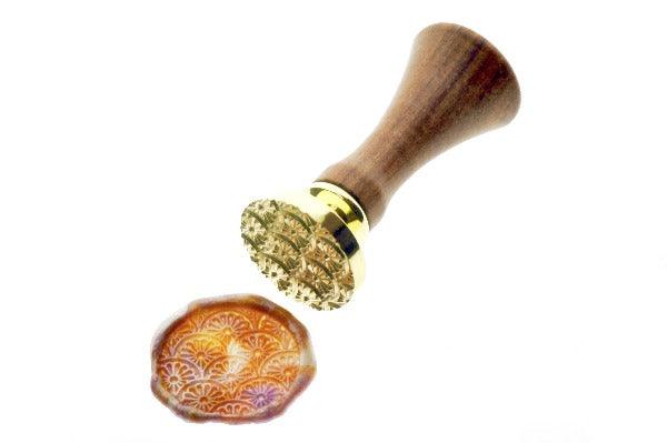 Seigaiha Hana Pattern Wax Seal Stamp - Backtozero B20 - background, botanic, Botanical, floral, Flower, flowers, japan, Japanese, magic hour, marble, marble wax, mixed wax, pattern, Signature, signaturehandle, texture