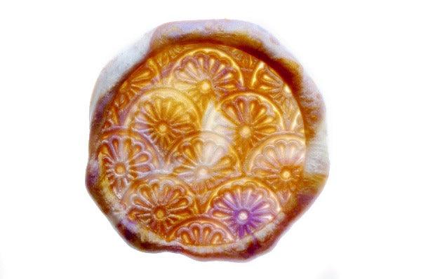 Seigaiha Hana Pattern Wax Seal Stamp - Backtozero B20 - background, botanic, Botanical, floral, Flower, flowers, japan, Japanese, magic hour, marble, marble wax, mixed wax, pattern, Signature, signaturehandle, texture