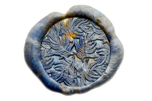Feather Pattern Wax Seal Stamp - Backtozero B20 - marble, marble wax, mixed wax, pattern, Signature, signaturehandle, sunrise, texture