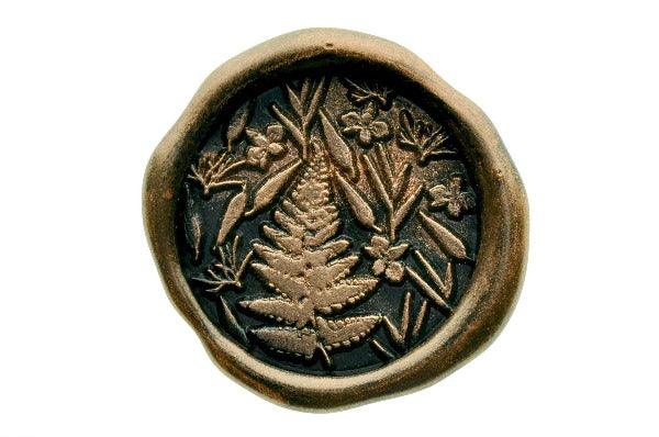Fern & Botanical Pattern Wax Seal Stamp - Backtozero B20 - black, botanic, Botanical, copper dust, copper powder, fern, floral, Flower, flowers, newarrivals, pattern, Signature, signaturehandle, texture